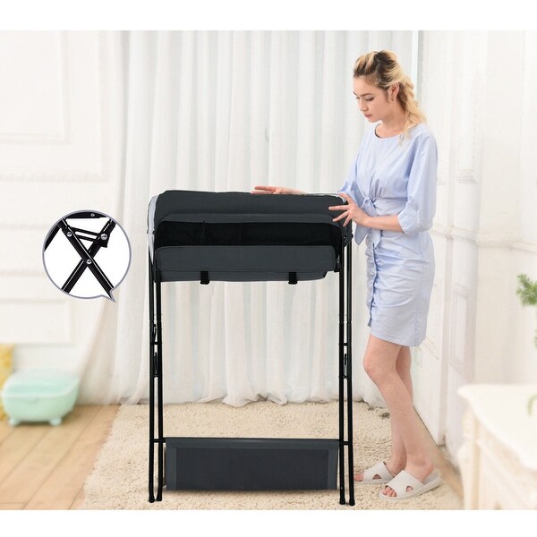 costway baby storage folding diaper changing table