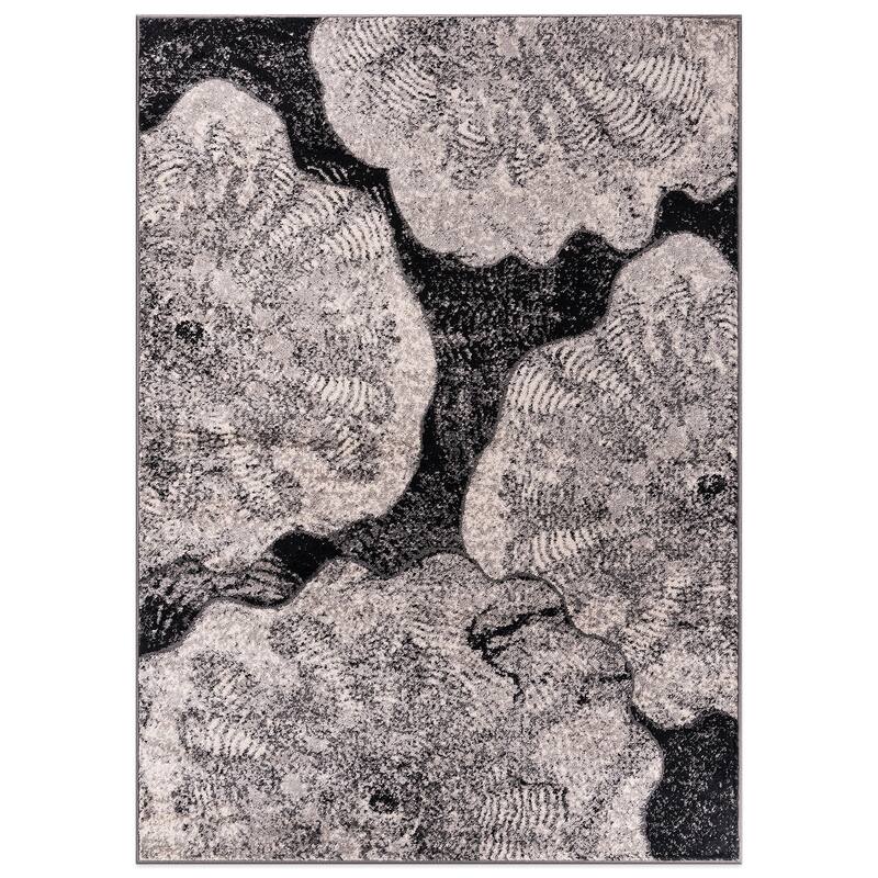 World Rug Gallery Contemporary Floral Design Black Area Rug