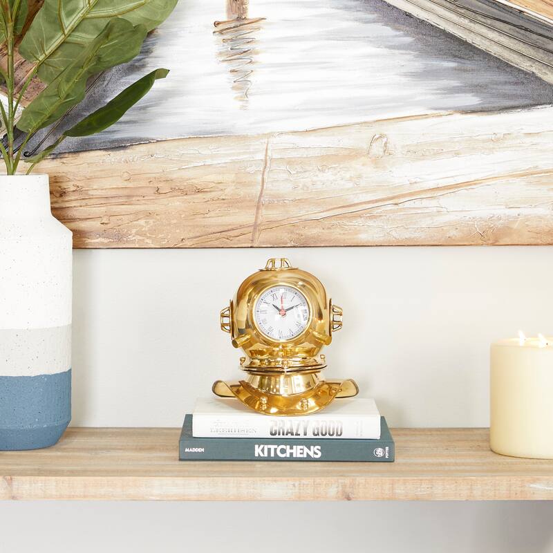 Metal Nautical Clock Decor - Gold, Brass, or Black - 8 x 7 x 8