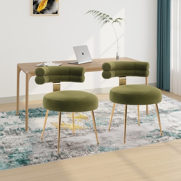 Velvet Dining Chairs with Metal Feet A Set of 2 Accent Chairs