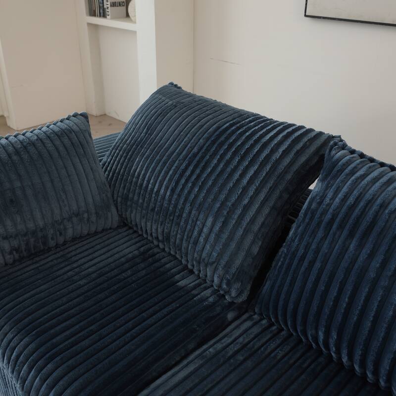 Corduroy Fabric Loveseat with 2 Pillows, Modular Couch with Deep Seat Memory Foam, Comfy Small Cloud Couch for Small Spaces