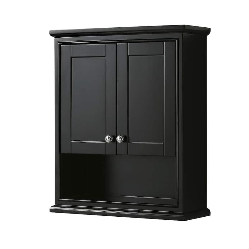 Wyndham Collection Deborah 30" Wood Wall Mounted Bathroom Cabinet - Dark Espresso / Polished Chrome Hardware