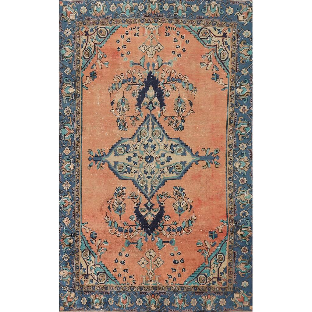 Medallion Mahal Persian Vintage Area Rug Handmade Wool Carpet - 6'1"x 9'7"