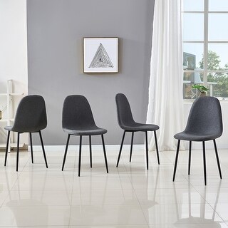 Set of 4 Fabric Upholstered Dining Chairs with Metal Legs - Bed Bath ...