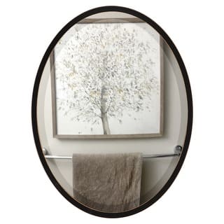 Lincoln Framed Oval Mirror - Rubbed Black