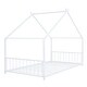 preview thumbnail 8 of 7, White Twin Size Metal House Bed with Roof, Fence, and Back