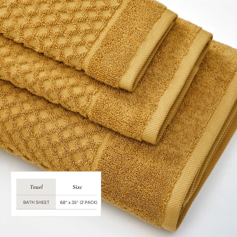 Linery & Co. Cotton Diamond Waffle Texture Bath Towels