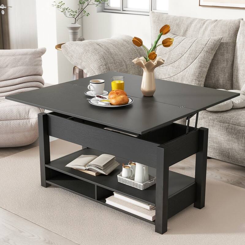 Living Room Wood Coffee Table with Lift Top,Modern Cocktail Table with Storage Shelves