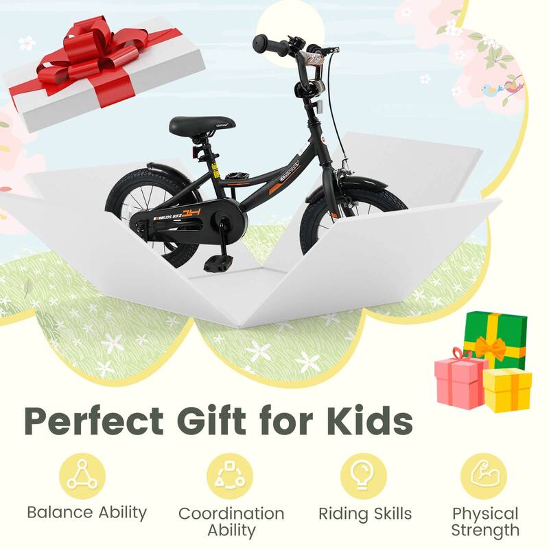 Costway 14" Kids Bike with Removable Training Wheels Adjustable Seat & - See Details