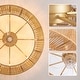 preview thumbnail 3 of 17, Boho Smart Gold Rattan Caged Drum Flush Mount Ceiling Fan