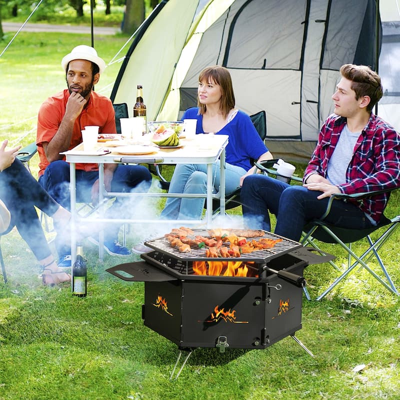 Costway Portable Charcoal Grill Stove with Rotatable Grill Foldable - See Details
