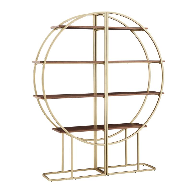 Diana Natural Finish Gold Metal Half Moon Bookcase by iNSPIRE Q Modern - (2) Half Moon Bookcases