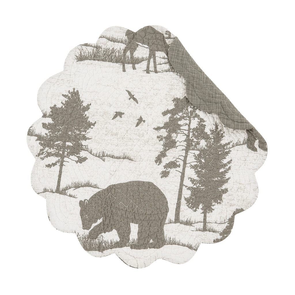 Henderson Hideaway Round Woven Reversible Rustic Winter Wilderness Placemat Set of 6 - Set of 6