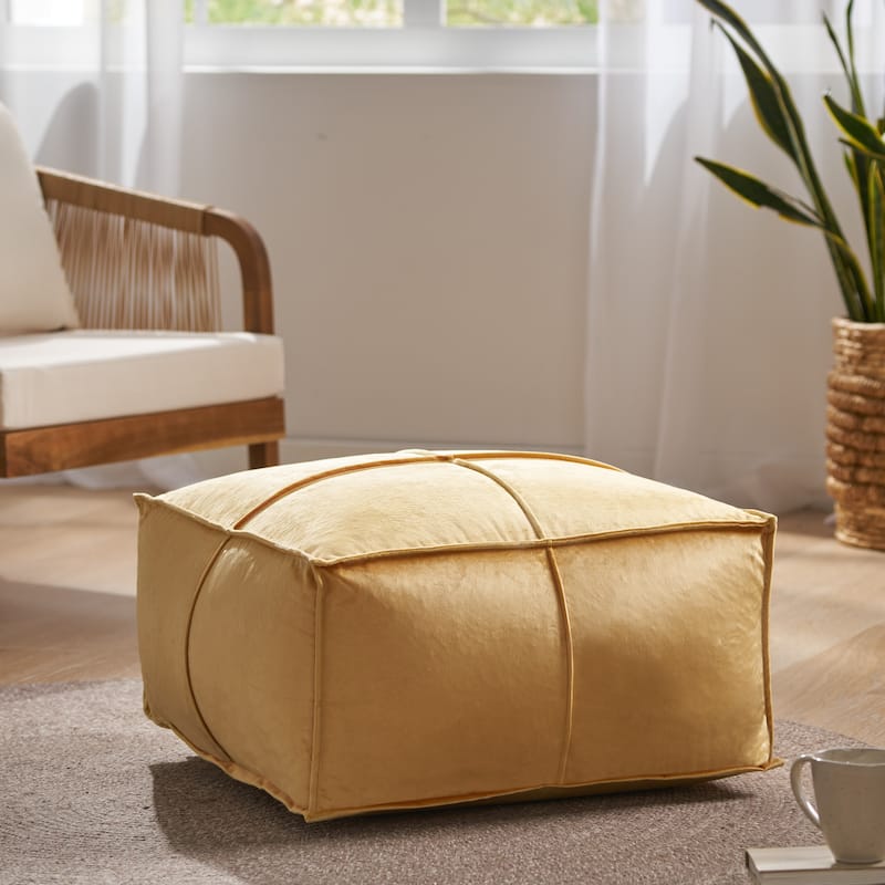 Nakisha Velvet Square Bean Bag Ottoman by Christopher Knight Home
