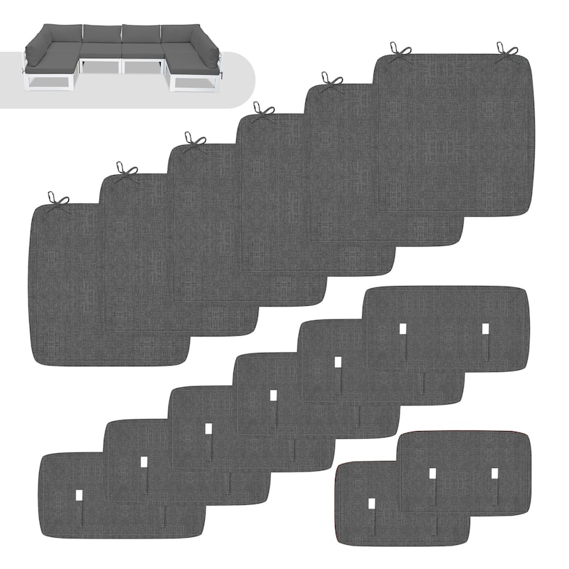 FINCATI 28" × 28" Outdoor Cushion Cover, Sofa Cushion Replacement Slipcover, Patio Seat Cover 28 Inches (COVER ONLY!) - Dark Grey