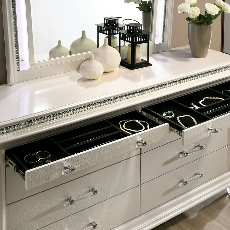 Xian Glam 2-piece 8-Drawer Dresser and Mirror Set by Furniture of America