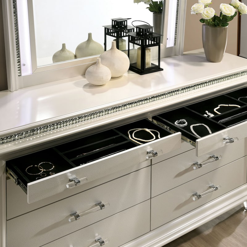 Xian Transitional White 2-piece Nightstand and Dresser Set by Furniture of America