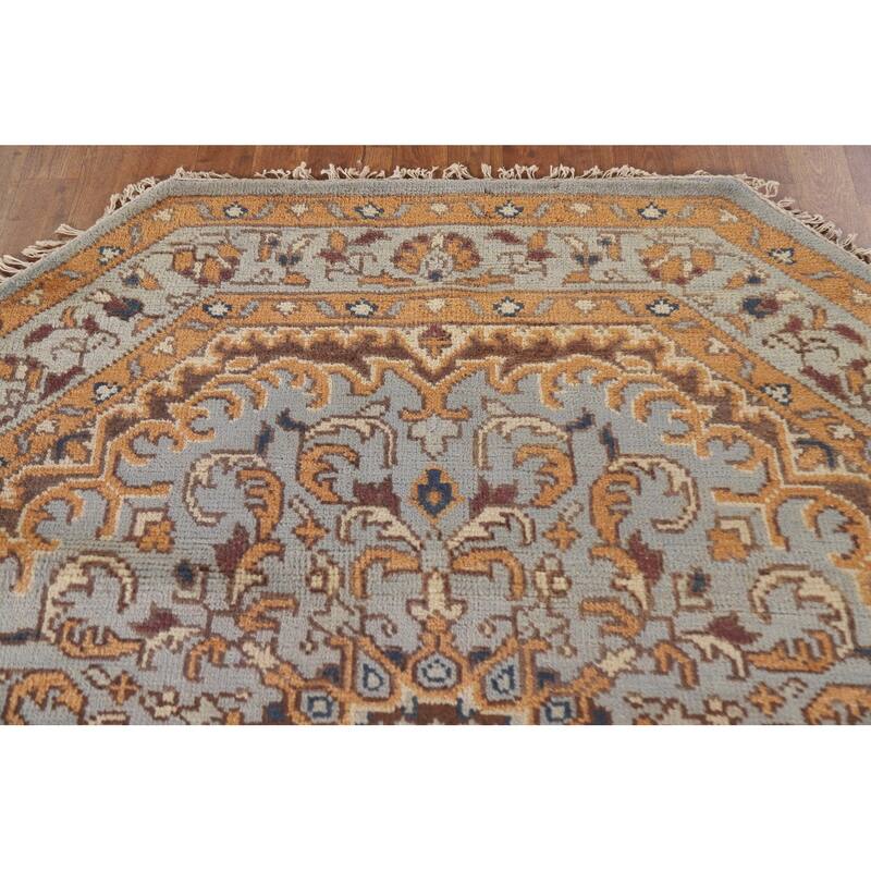 Heriz Serapi Indian Octagon Area Rug Hand-knotted Wool Carpet - 6'0"x 6'1"