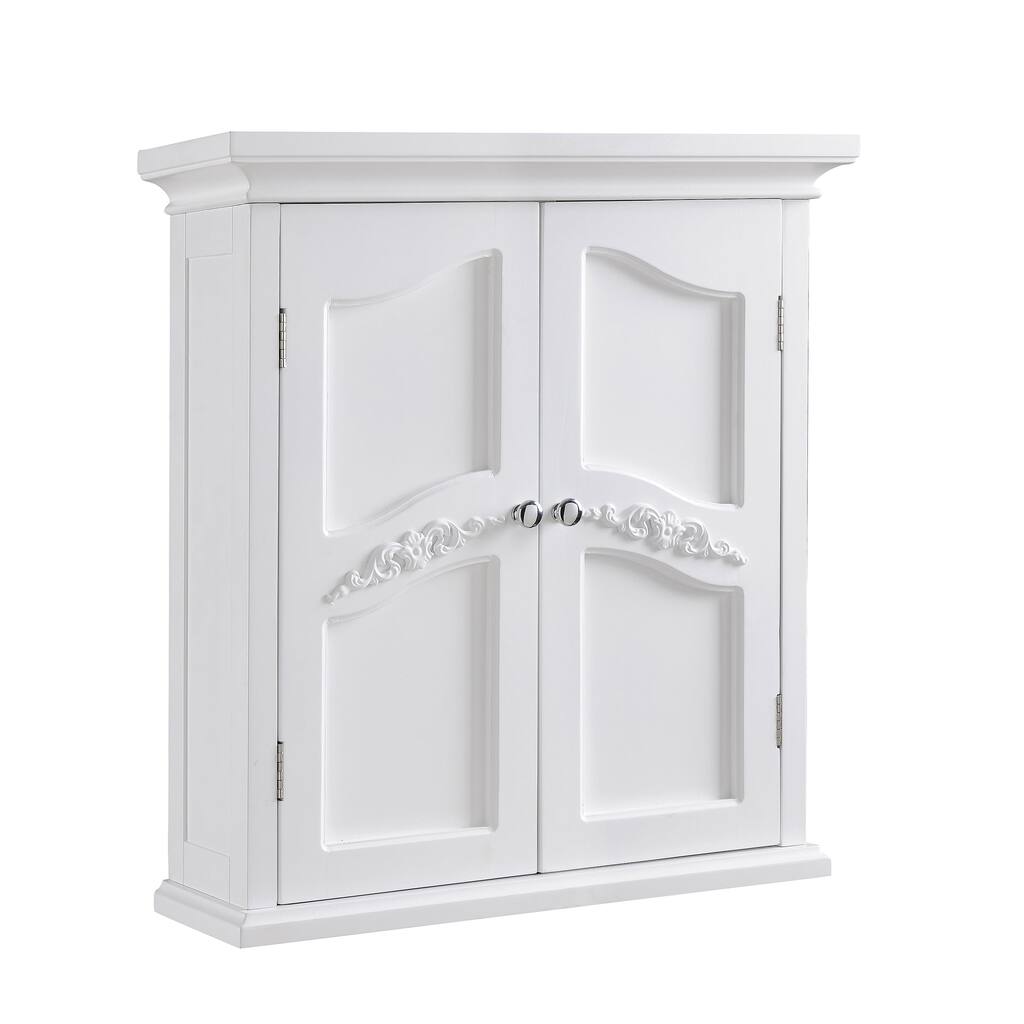 Home Versailles Wooden Wall Cabinet with 2 Shelves, White