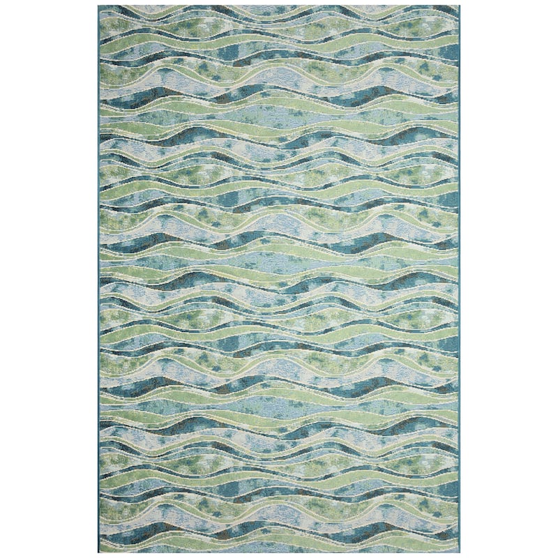 Liora Manne Marina Wave Indoor/Outdoor Area Rug - 6'6" x 9'4" - Green