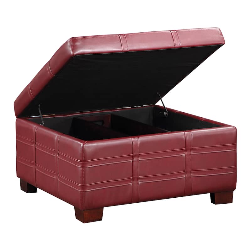 Detour Strap Square Storage Ottoman in Faux Leather