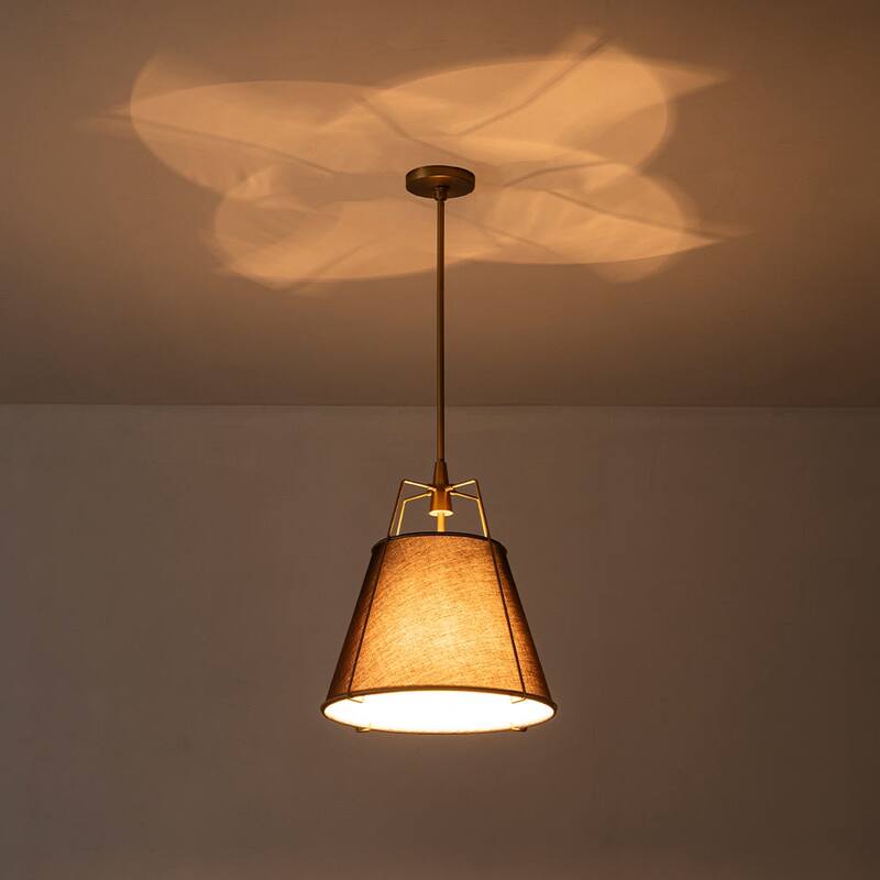 Mid Century 4-Light Conical Fabric Shade Lantern Pendant Ambient Light