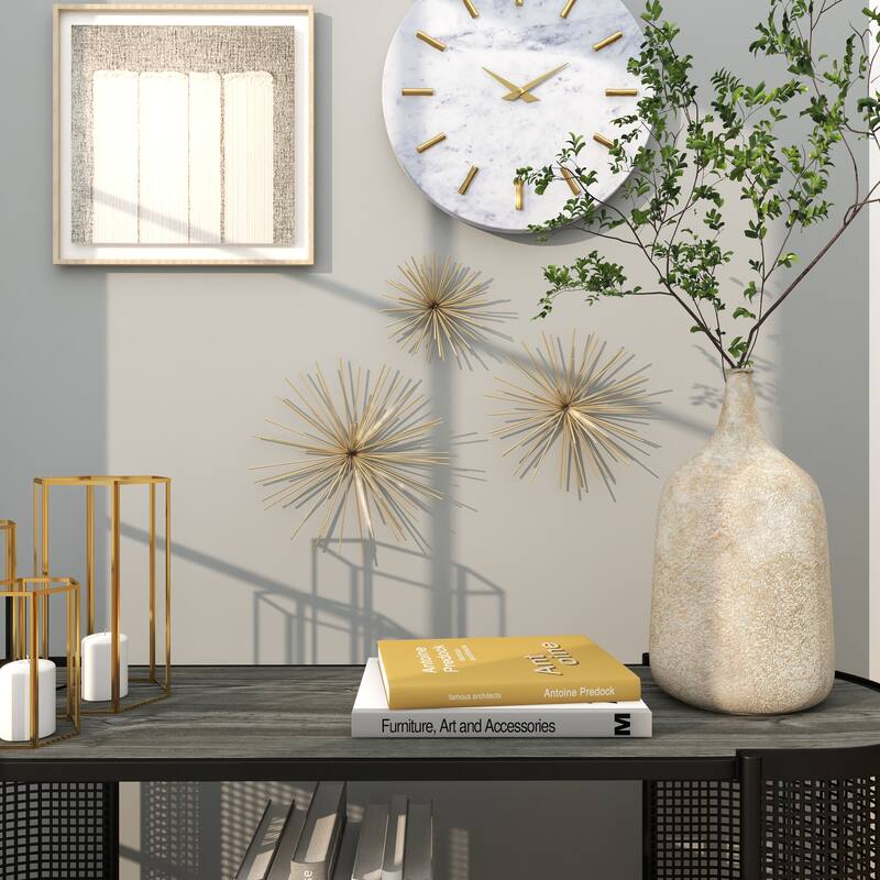 CosmoLiving by Cosmopolitan Metal 3D Starburst Wall Decor (Set of 3) - Silver, Gold, Black, Copper