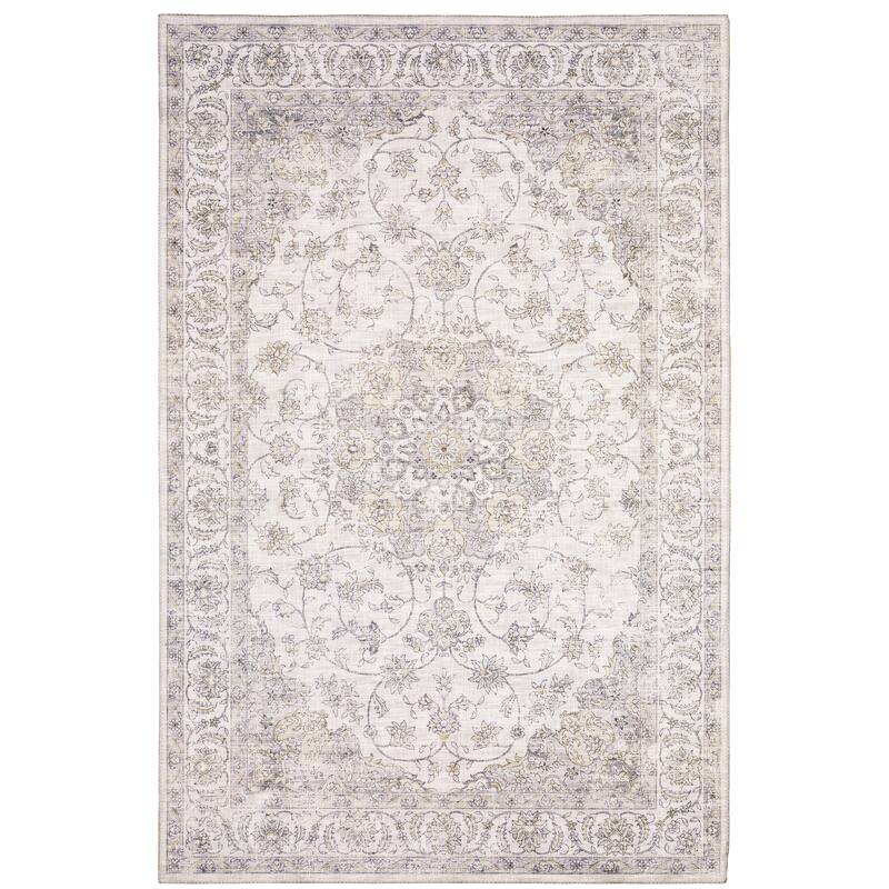 Newark Beige Gold Oriental Distressed Traditional Casual Area Rug