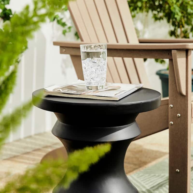 Glitzhome 18"H MGO Black Chess Garden Stool Outdoor Table