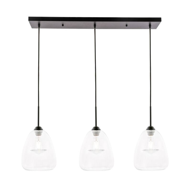 Elise 36-Inch 3-Light Clear Pendant - Black