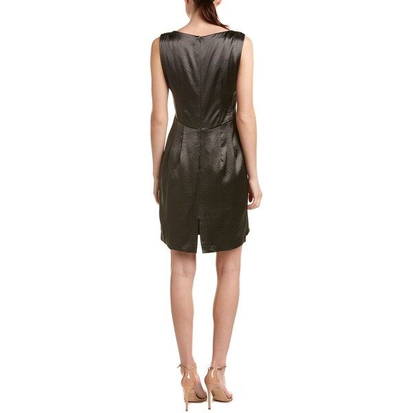 black satin sheath dress