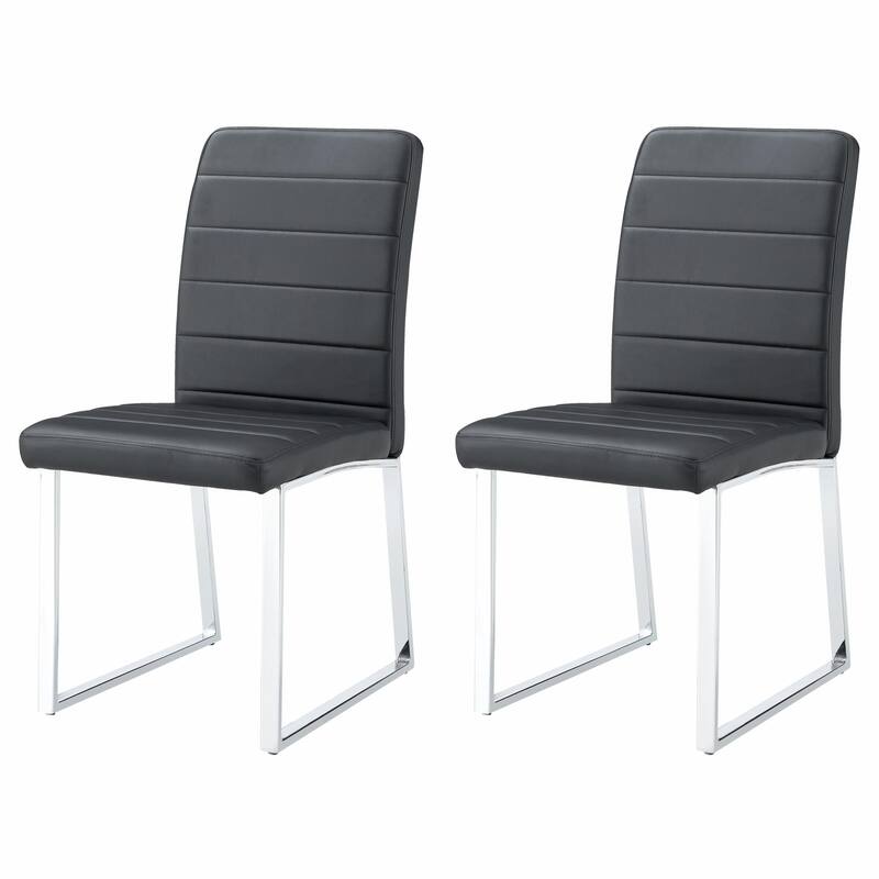 Premium PU Office Dining Chairs with High-Density Foam & Sturdy Iron Legs, Set of 2