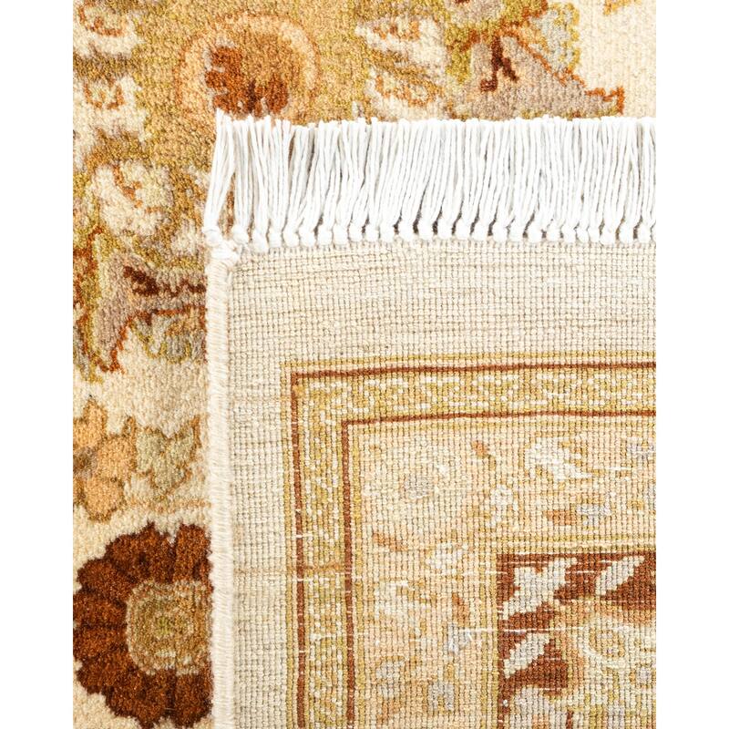 Overton Hand Knotted Wool Traditional Oriental Ivory Area Rug - 6' x 9'
