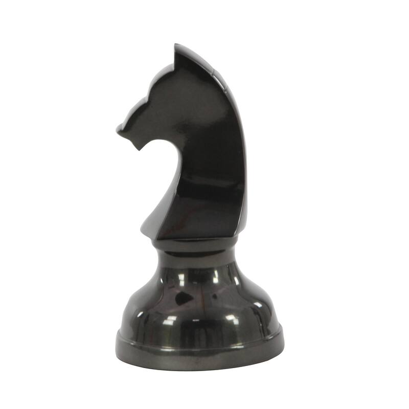 CosmoLiving by Cosmopolitan Silver or Dark Gray Aluminum Metal Chess Sculpture with Knight, Queen and King (Set of 3)