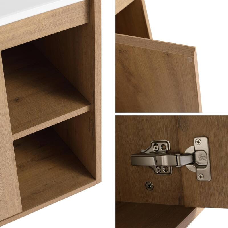 Beingnext 24"/30" Single Bathroom Vanity with Sink, Floating Bathroom Vanity with Soft Close Door and Shelf