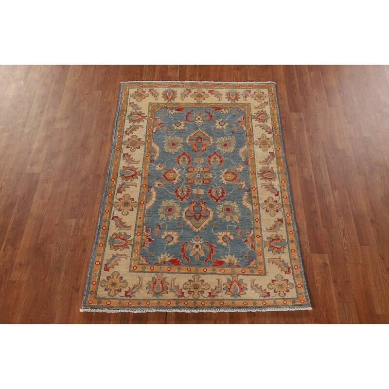 Traditional Blue Kazak Accent Rug Hand-Knotted Wool Carpet - 3'4"x 5'2"