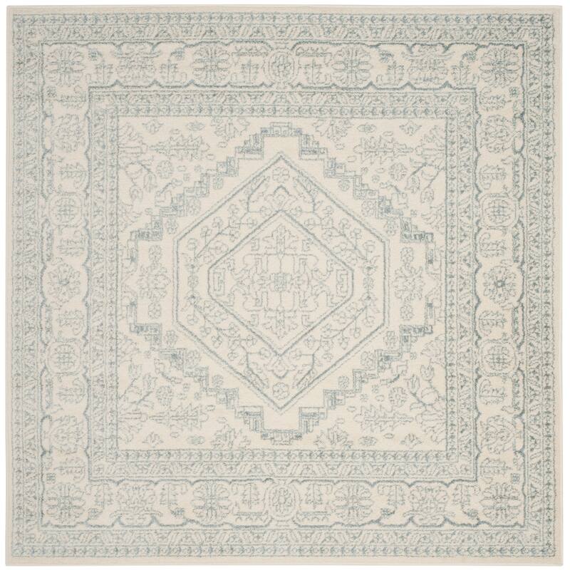 SAFAVIEH Adirondack Cheyenne Rustic Oriental Medallion Rug - 10' Square - Ivory/Slate