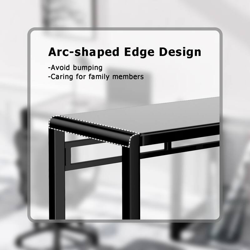 Black Tempered Glass Computer Desk for Home Office