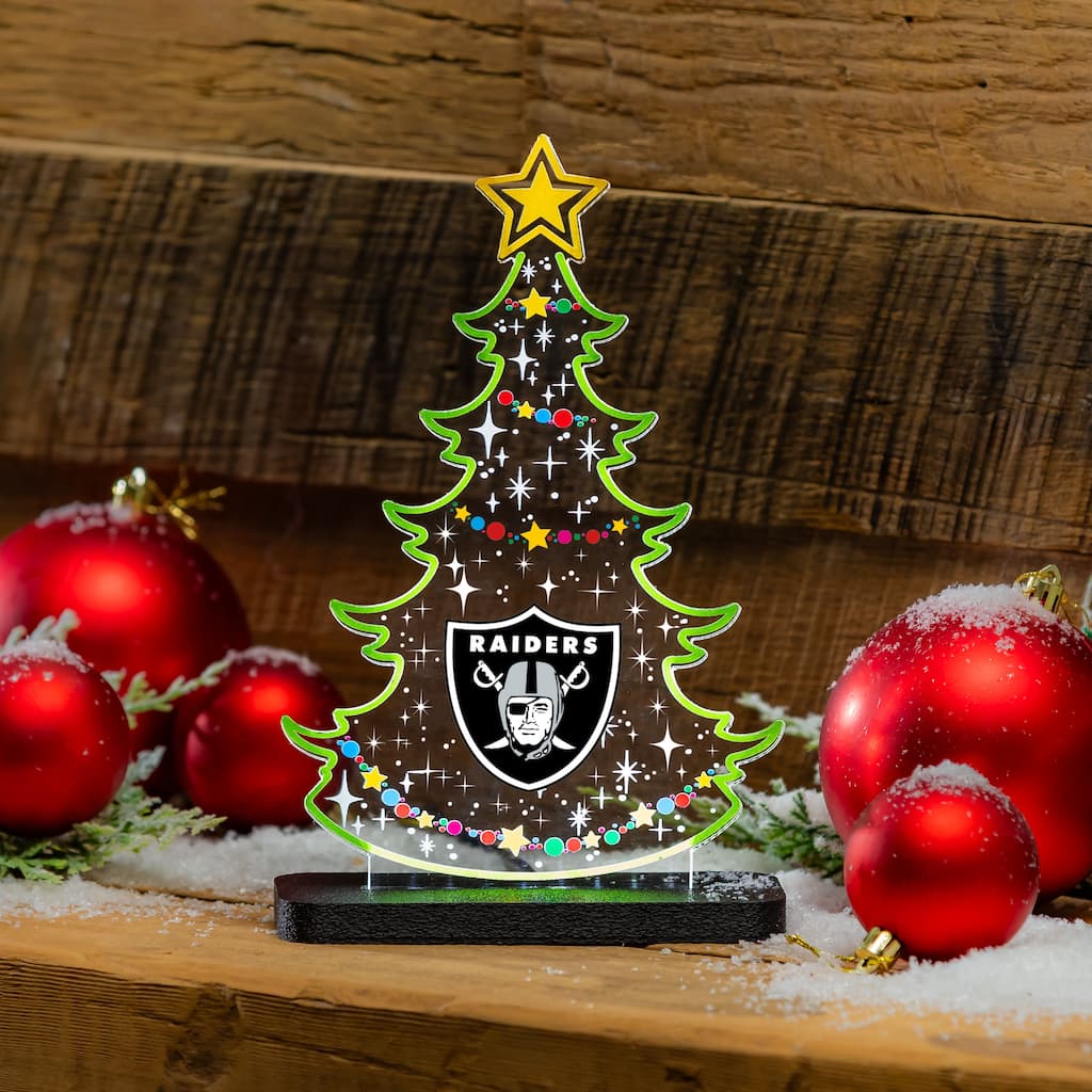 10" LED Tabletop Christmas Tree Desklite Sign, Las Vegas Raiders