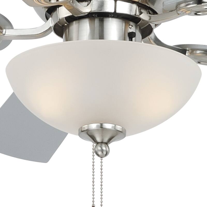 Expo 42 inch Flush Mount Satin Nickel Ceiling Fan with LED Light Kit - 42-in W x 12.5-in H x 42-in D