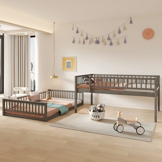 2 In 1 Full XL over Queen Bunk Bed with Ladder and Guardrails