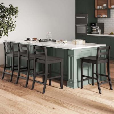 4 PCS Wooden Bar Stools 24'' Counter Height Stools Dining Chairs