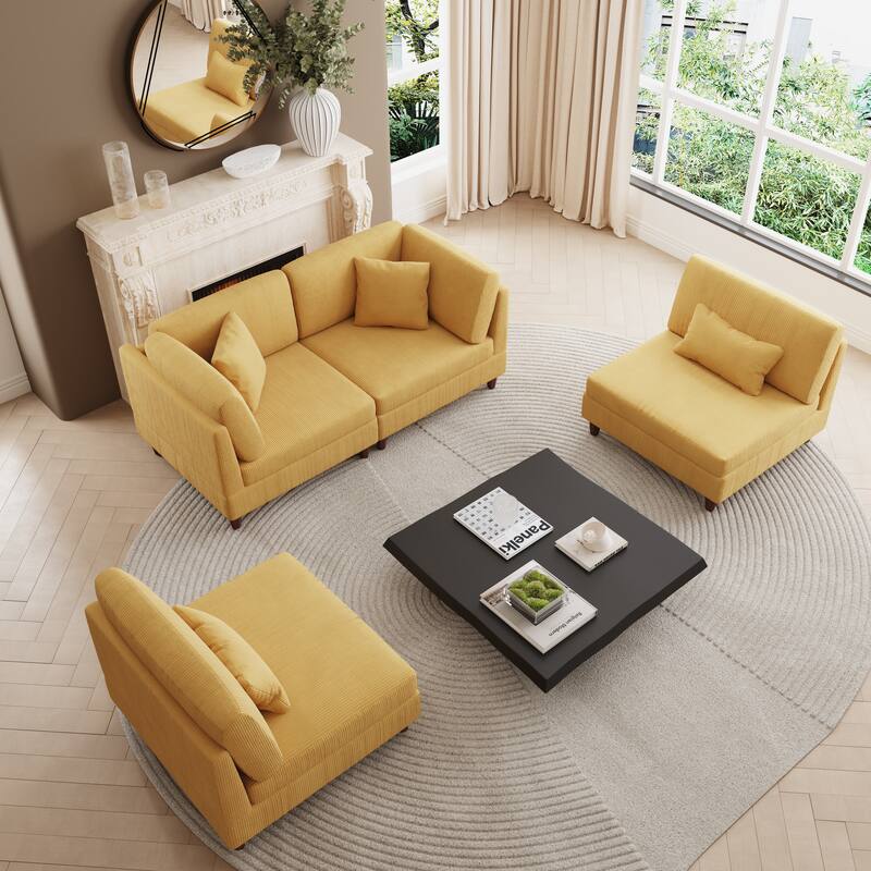 Multi-Combination Couch Modular Corduroy Sectional Sofa