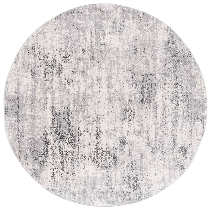 SAFAVIEH Lagoon Alheid Modern Abstract Rug - 6'7" Round - Ivory/Grey