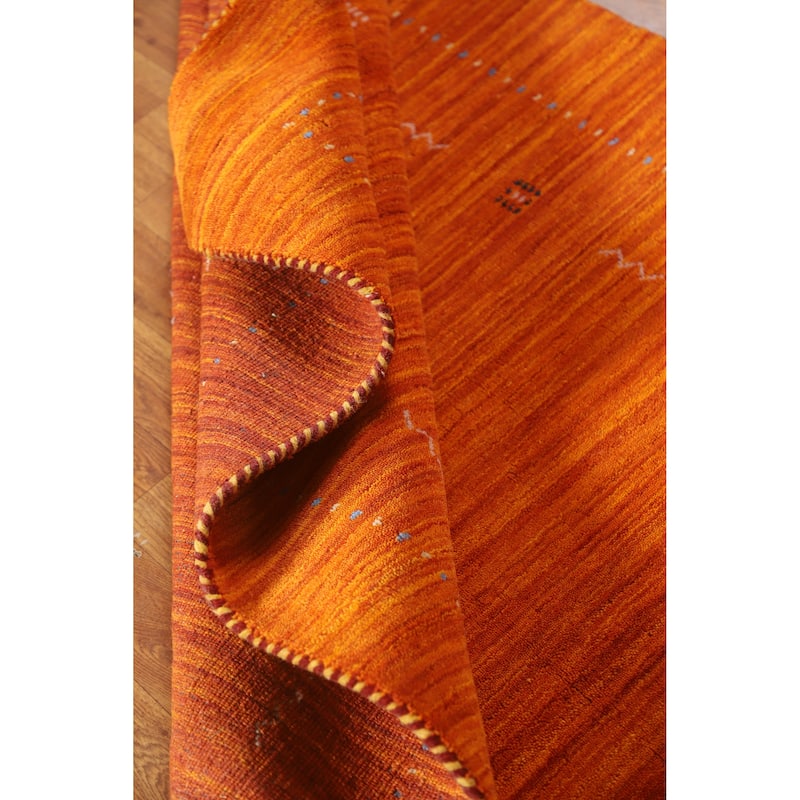 Hand Knotted Oriental 100% Wool Carpet Tribal Tribal Oranges & Rust Gabbeh Area Rug - 5' 10'' X 3' 11''