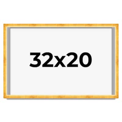 32x20 Shadow Box Frame Gold | 1.625 Inches Deep Real Wood Traditional