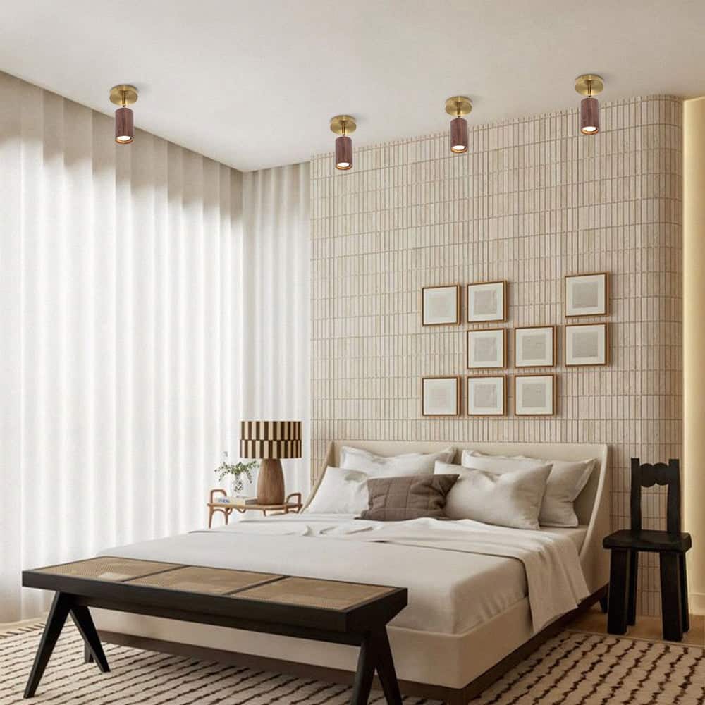 Modern Cylinder Wood Grain Dual-Mount Adjustable Wall Sconce - 4.7in