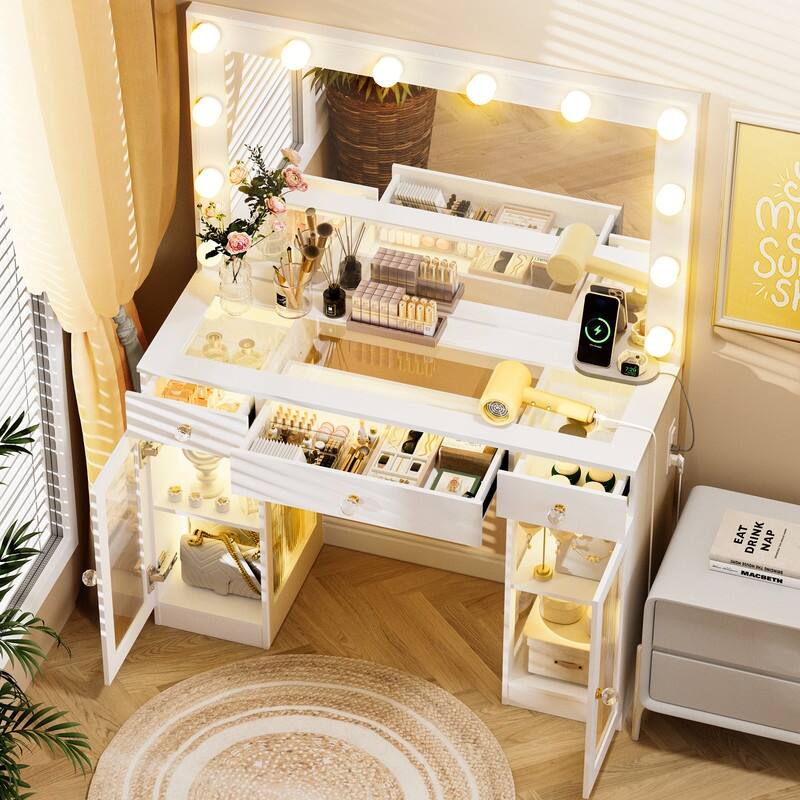 Makeup Vanity with 3 Modes Lighted Mirror & 12 LED Bulbs