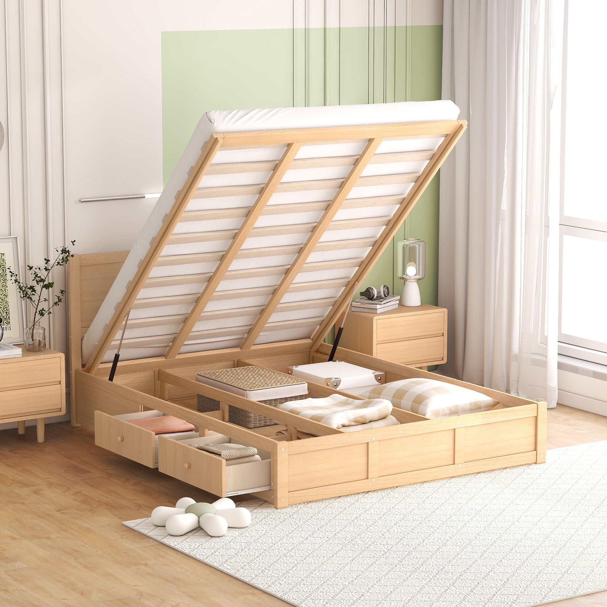 Queen size store box bed frame