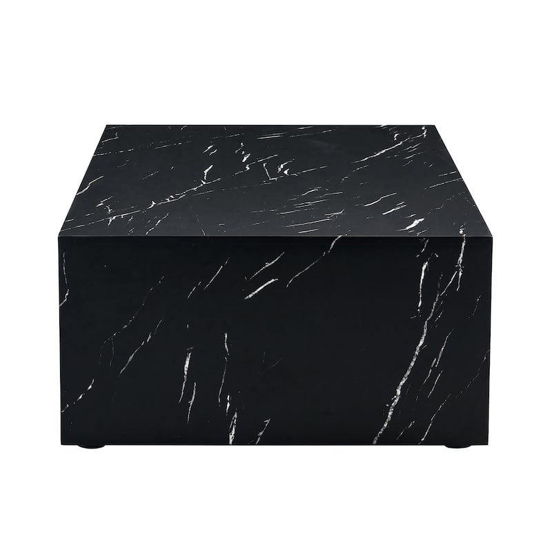 Roomfitters Black Marble MDF Coffee Table, 39.3"x23.6"x11.8" Modern Rectangular Accent Table for Living Room
